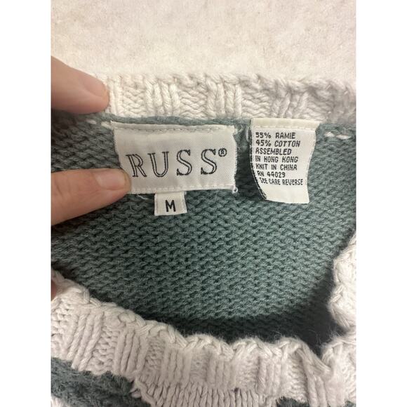 Vintage RUSS Crochet Sweater Womens Medium Round Neck Long Sleeve Knit Granny - Picture 2 of 6